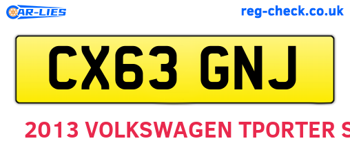 CX63GNJ are the vehicle registration plates.