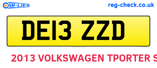 DE13ZZD are the vehicle registration plates.