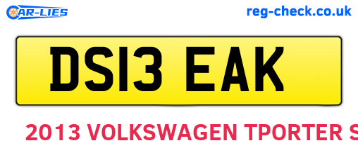 DS13EAK are the vehicle registration plates.