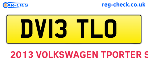DV13TLO are the vehicle registration plates.