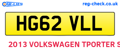 HG62VLL are the vehicle registration plates.