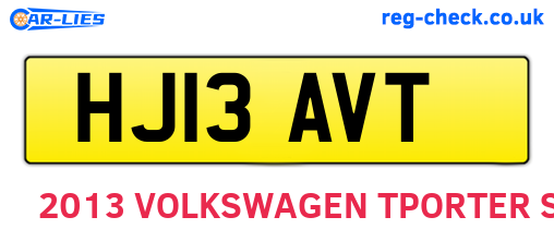 HJ13AVT are the vehicle registration plates.