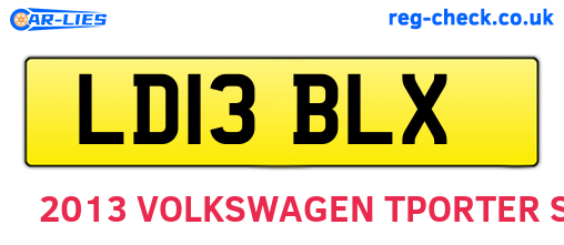 LD13BLX are the vehicle registration plates.