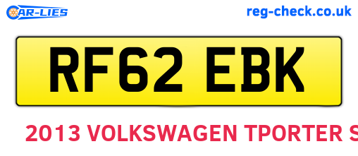 RF62EBK are the vehicle registration plates.