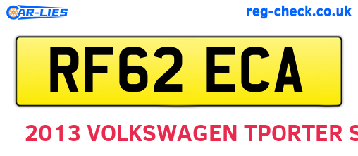 RF62ECA are the vehicle registration plates.
