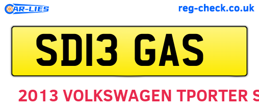 SD13GAS are the vehicle registration plates.