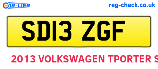 SD13ZGF are the vehicle registration plates.