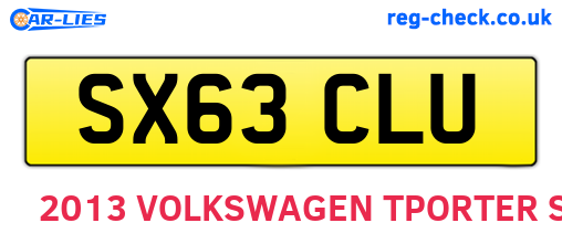 SX63CLU are the vehicle registration plates.