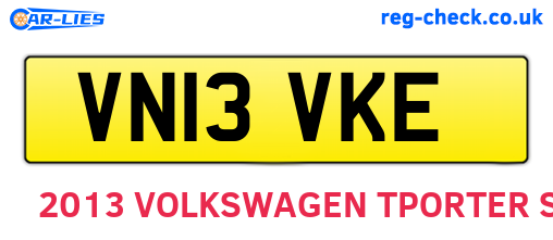VN13VKE are the vehicle registration plates.