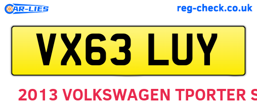 VX63LUY are the vehicle registration plates.