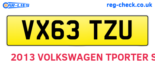 VX63TZU are the vehicle registration plates.