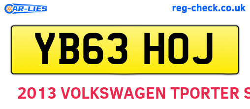 YB63HOJ are the vehicle registration plates.