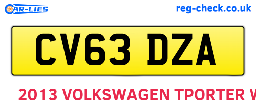 CV63DZA are the vehicle registration plates.