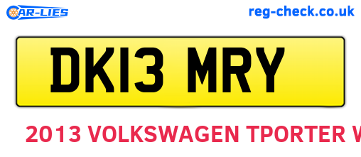 DK13MRY are the vehicle registration plates.