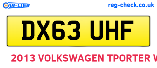 DX63UHF are the vehicle registration plates.