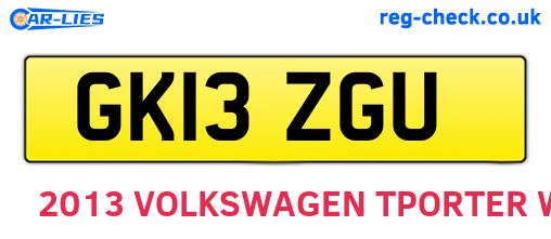 GK13ZGU are the vehicle registration plates.