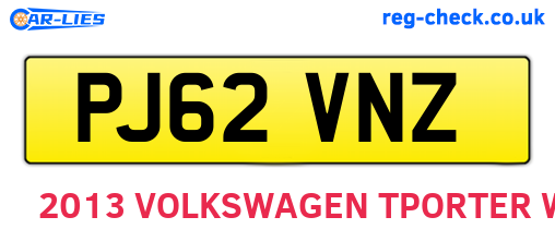 PJ62VNZ are the vehicle registration plates.
