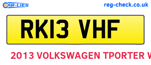 RK13VHF are the vehicle registration plates.