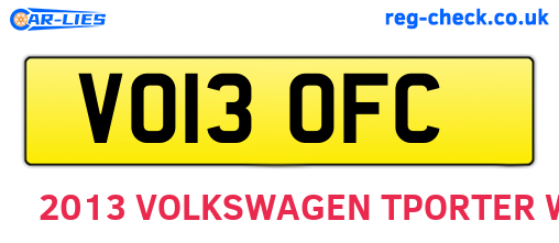 VO13OFC are the vehicle registration plates.
