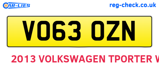 VO63OZN are the vehicle registration plates.