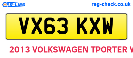 VX63KXW are the vehicle registration plates.
