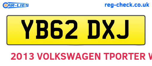 YB62DXJ are the vehicle registration plates.