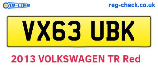VX63UBK are the vehicle registration plates.