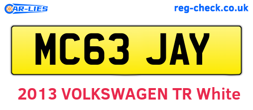 MC63JAY are the vehicle registration plates.