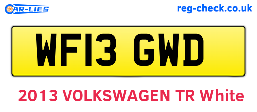 WF13GWD are the vehicle registration plates.