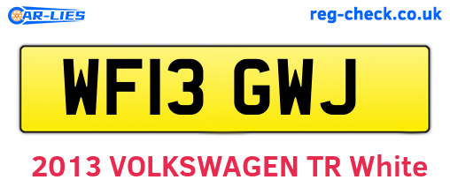 WF13GWJ are the vehicle registration plates.
