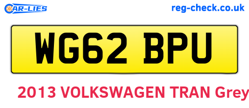 WG62BPU are the vehicle registration plates.