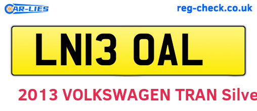 LN13OAL are the vehicle registration plates.