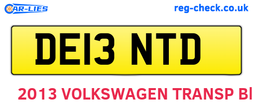 DE13NTD are the vehicle registration plates.