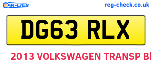 DG63RLX are the vehicle registration plates.
