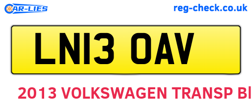 LN13OAV are the vehicle registration plates.