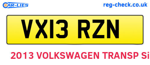 VX13RZN are the vehicle registration plates.