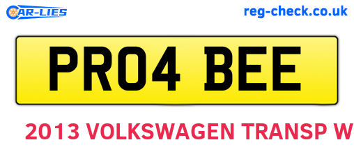PR04BEE are the vehicle registration plates.