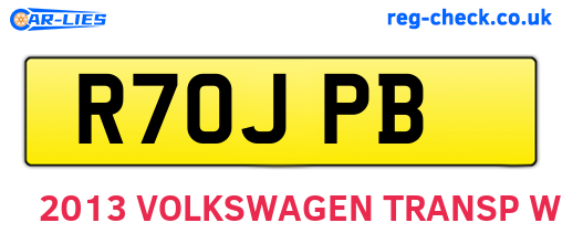 R70JPB are the vehicle registration plates.