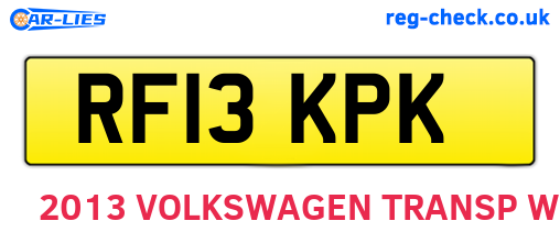 RF13KPK are the vehicle registration plates.