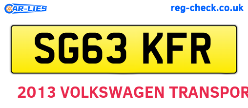 SG63KFR are the vehicle registration plates.