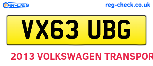 VX63UBG are the vehicle registration plates.