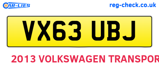 VX63UBJ are the vehicle registration plates.