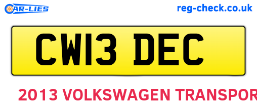 CW13DEC are the vehicle registration plates.