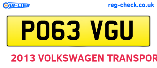 PO63VGU are the vehicle registration plates.