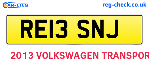 RE13SNJ are the vehicle registration plates.