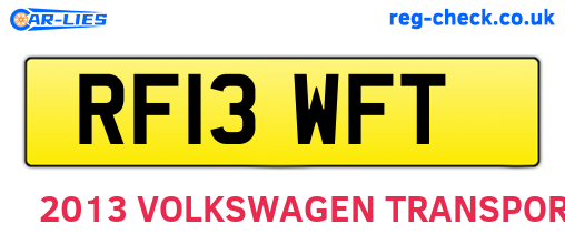 RF13WFT are the vehicle registration plates.
