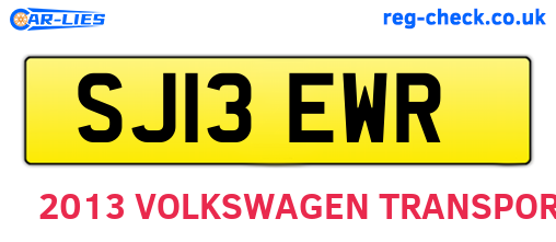 SJ13EWR are the vehicle registration plates.