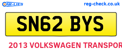 SN62BYS are the vehicle registration plates.