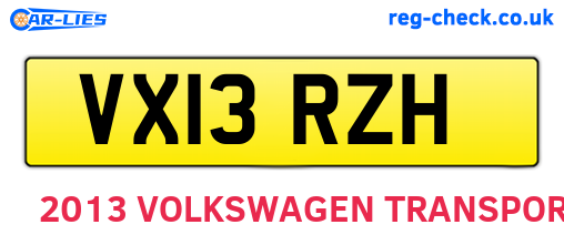 VX13RZH are the vehicle registration plates.
