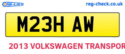M23HAW are the vehicle registration plates.